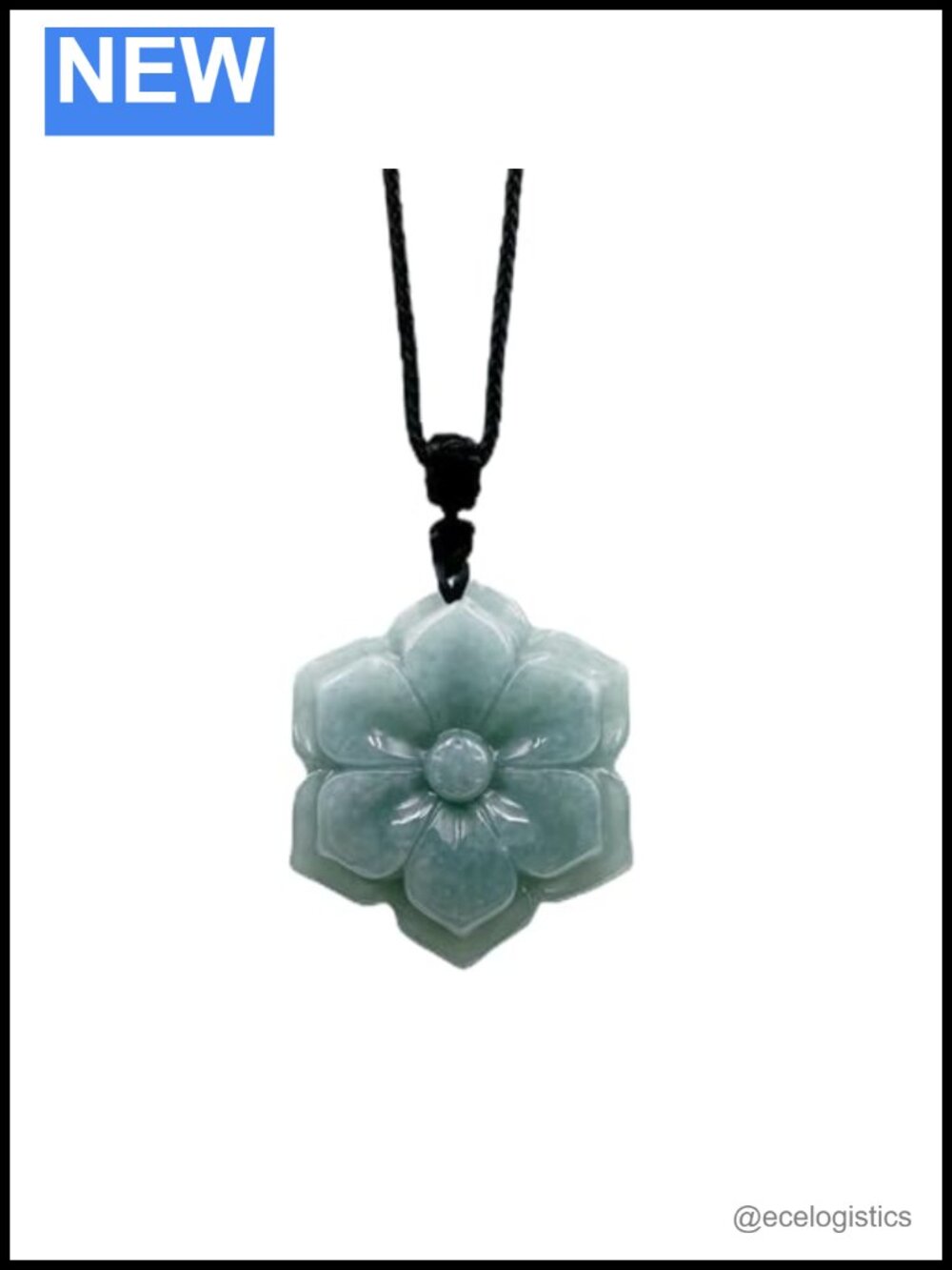 Hand-Carved Natural Green Jade Flower Pendant Necklace